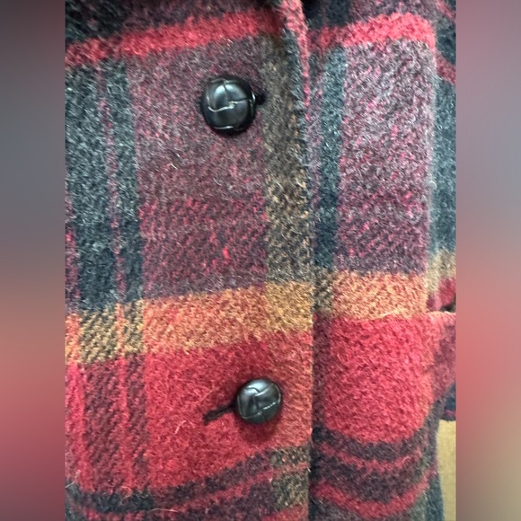 JL Colebrook Wool Blend Jacket Suede Collar Red Plaid Outdoor 90s Med - Picture 6 of 12